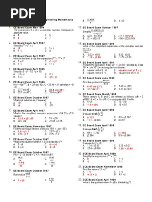Complex Numbers in Engineering Exams | PDF | Complex Number | Line