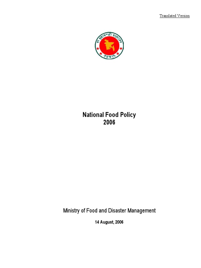 National Food Policy of Bangladesh 2006 | PDF | Food Security | Agriculture