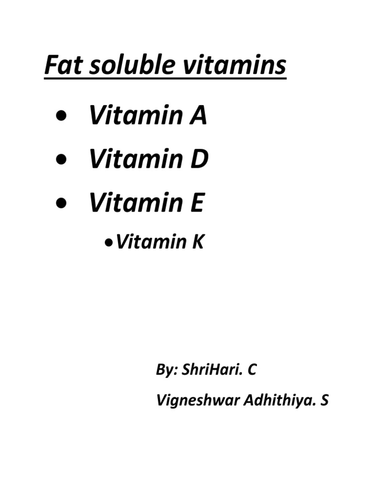 Fat Soluble Vitamins PDF Vitamin A Dietary Supplements
