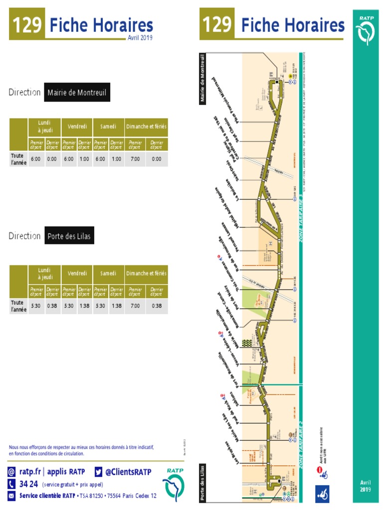 Ligne 129 Bus – Bus Ligne 129 : plan, arrêts et horaires en temps réel ...