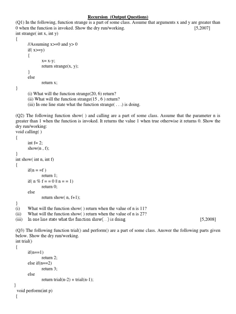 Recursion | PDF | Method (Computer Programming) | Constructor (Object ...