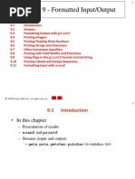 Chapter 9 - Formatted Input/Output: Outline