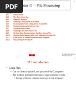 Chapter 11 - File Processing: Outline