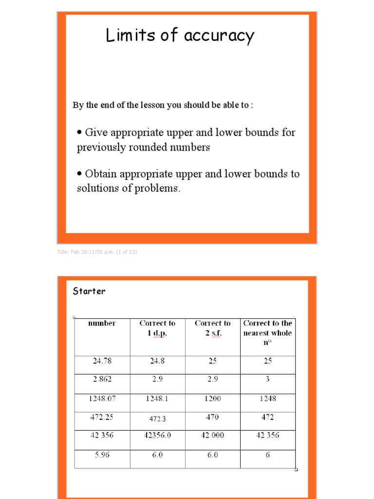 Upper and Lower Bounds Tutorial | PDF | Significant Figures ...