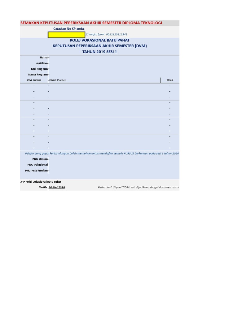 Semak Keputusan Dvm Sesi 1 1 Pdf