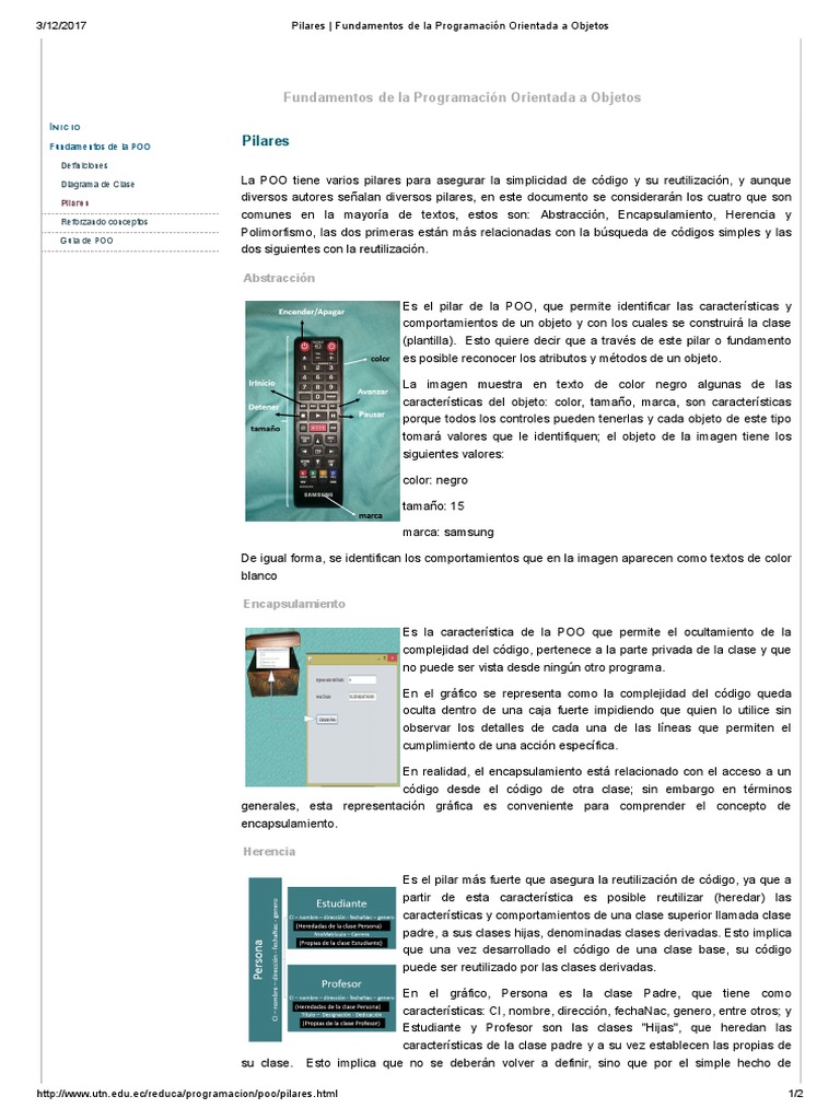 Pilares de la POO: Guía Concisa | PDF | Programación orientada a ...
