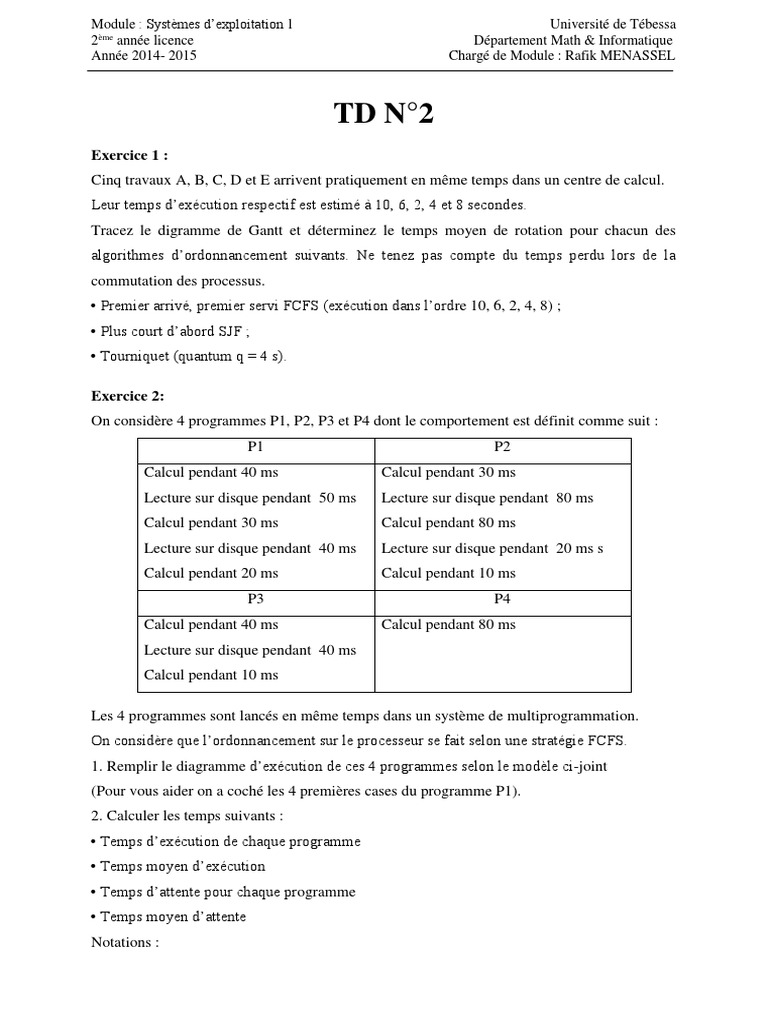 TD2 | PDF | Entrée/Sortie | Programme informatique