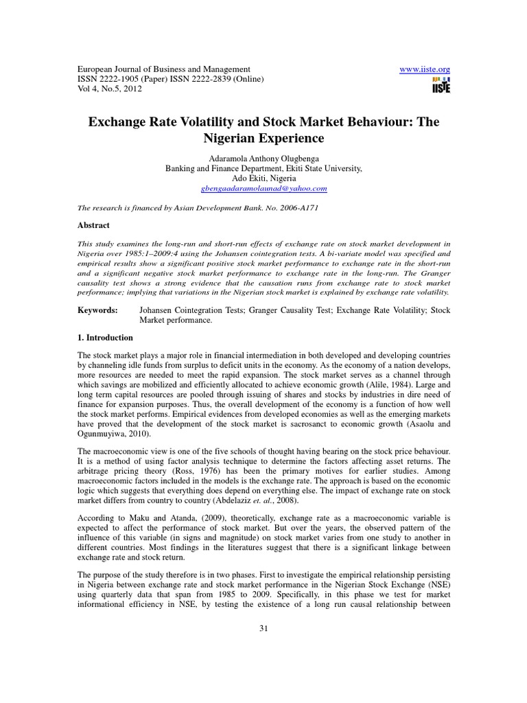 Nigerian Exchange Rate & Stock Market Study | PDF | Statistical ...