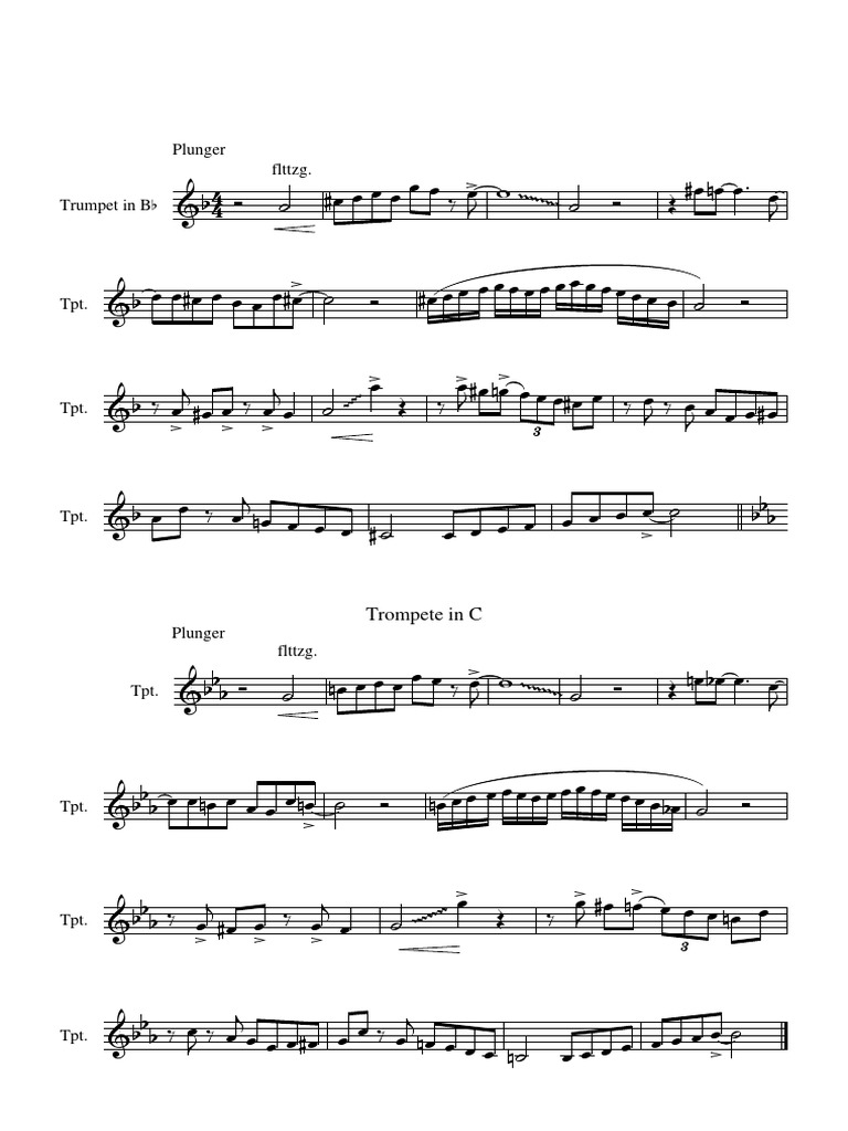 Trumpet Note Sheet with Plunger Effects | PDF