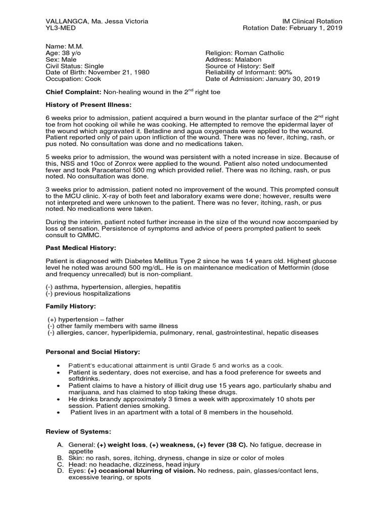 IM Written Report Diabetes Case Report PDF Diabetes Mellitus