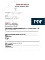 Abstract Sheet For Paper: Type of Paper (Fill The Appropriate Box With Black Colour)