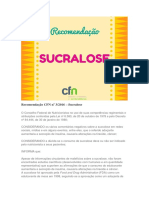 Sucralose - Recomendação CFN Nº 3 para nutricionistas