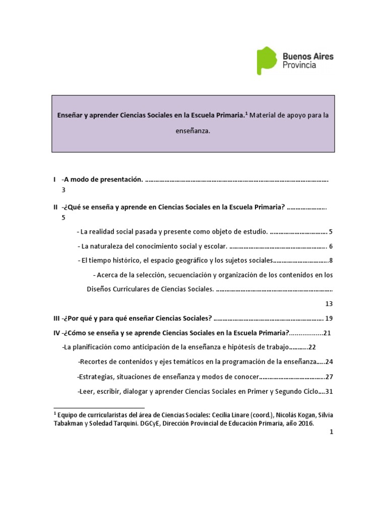 Enseñanza de Ciencias Sociales en Primaria | PDF | Sociedad | Conocimiento