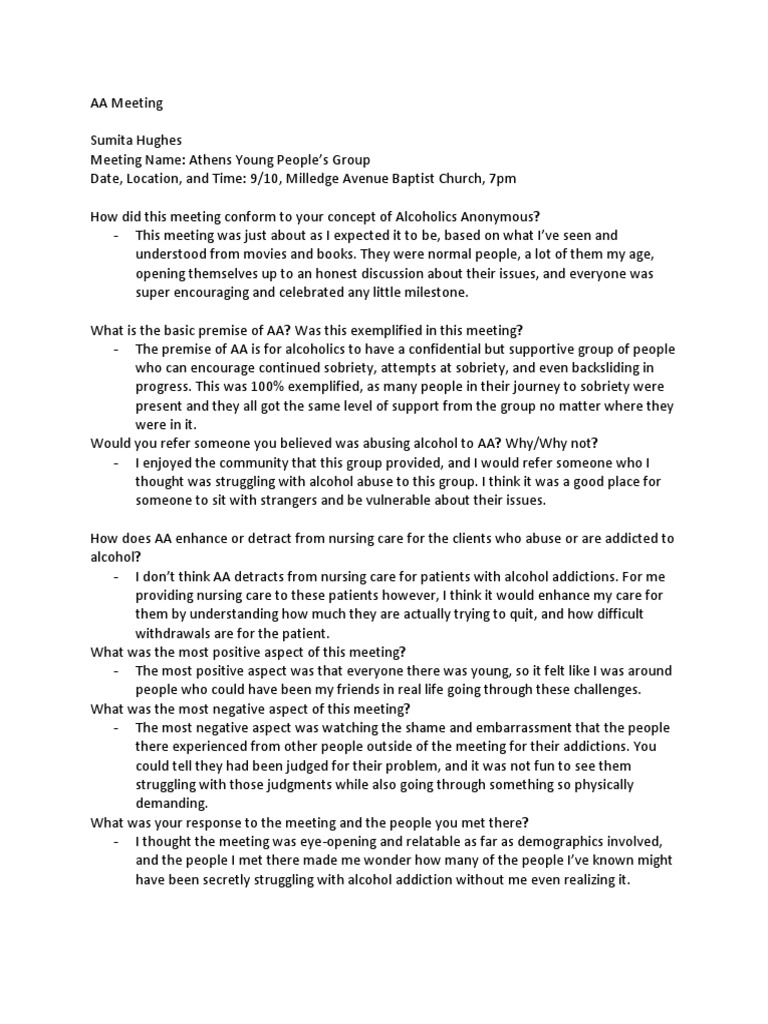 Athens Young AA Group Meeting Insights | PDF | Alcoholics Anonymous ...