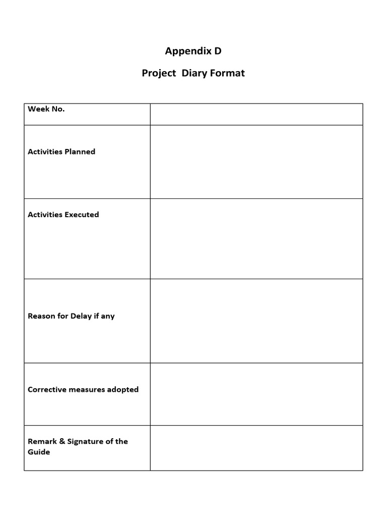 Project Diary Report Template | PDF