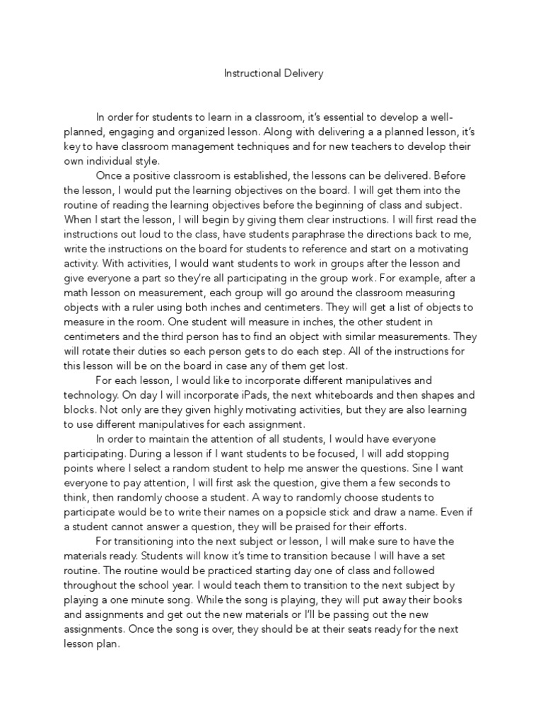 Effective Lesson Delivery Strategies | PDF | Classroom Management ...