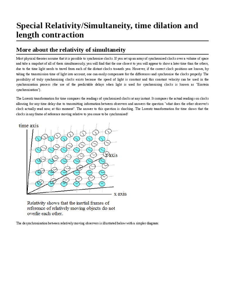 Special Relativity: Simultaneity Explained | PDF | Special Relativity ...