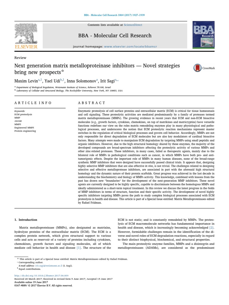 5-Next Generation Matrix Metalloproteinase Inhibitors | PDF ...