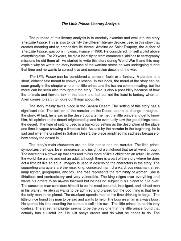 reflection essay about little prince