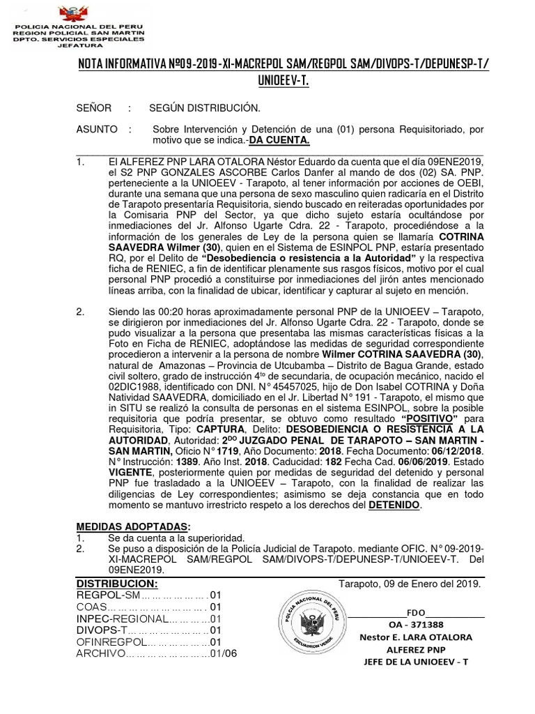 Nota Informativa #09-2019 | PDF | Justicia | Crimen y violencia