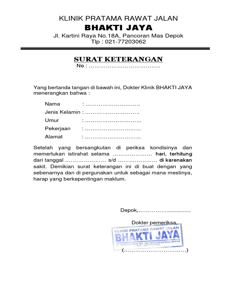 Setelah itu ditanyakan lagi ingin membuat surat keterangan sehat jasmani saya hanya dikatakan surat berbadan sehat dari dokter RS Pemerintah.