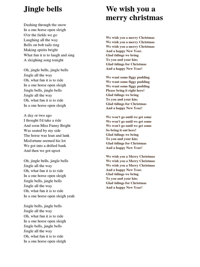 jingle bells and merry christmas lyrics | pdf | holiday songs