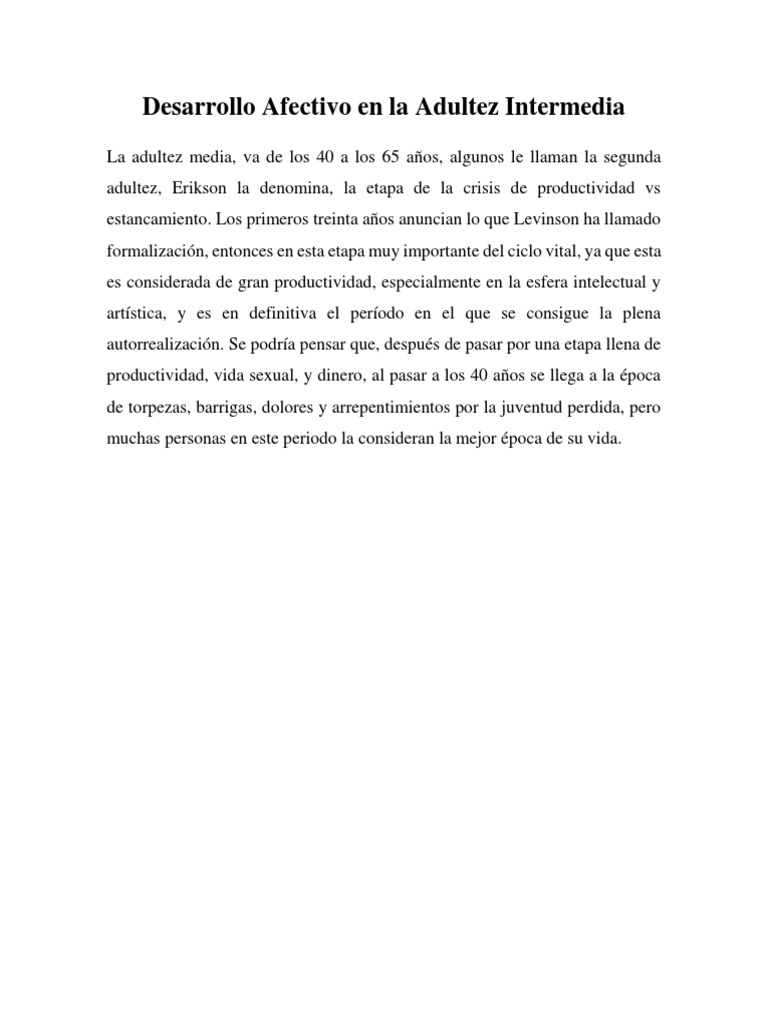 Desarrollo Afectivo en Adultez Intermedia | PDF | Adultos | Estrés ...
