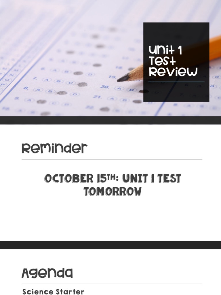 Unit 1 Test Review | PDF | Science & Mathematics