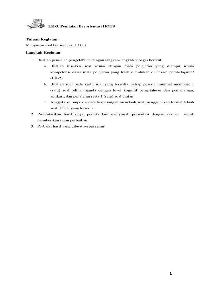 Lk4 Unit 1 Persamaan Garis Lurus