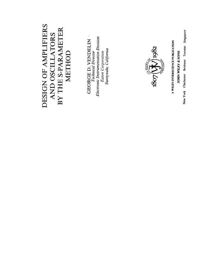 Design of Amplifiers and Oscillators by The SParameter Method
