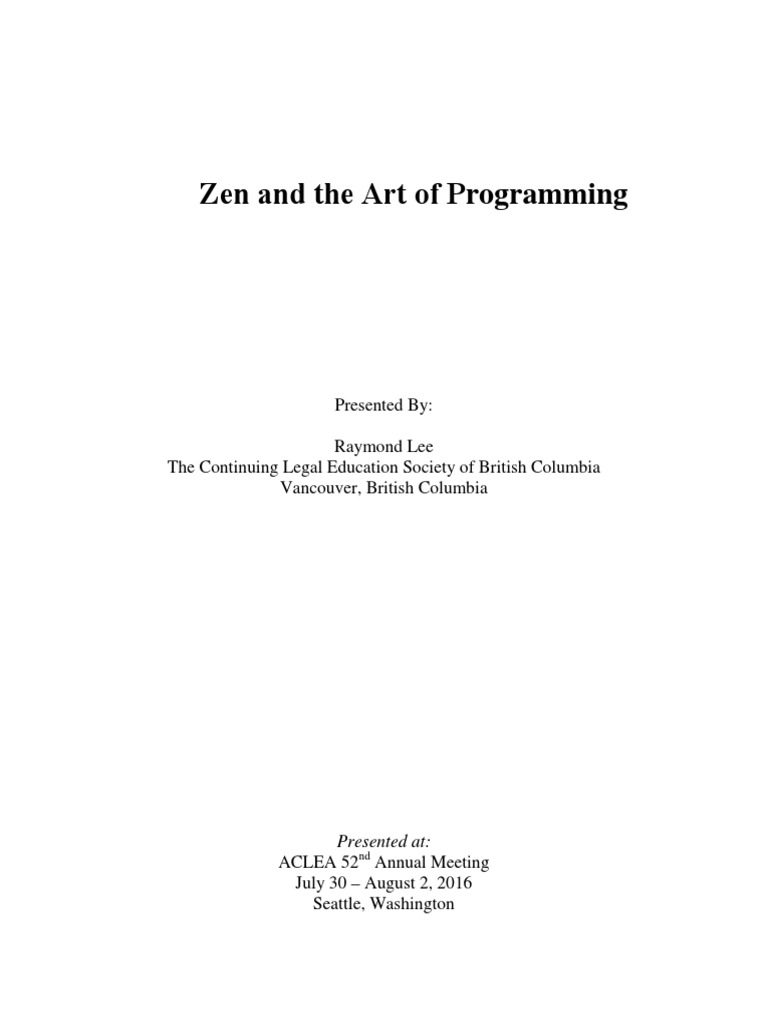 Zen and The Art of Programming PDF Psychological Concepts Psychology