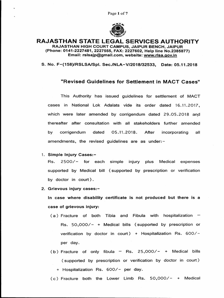 Mact Lok Adalat Guidelines | PDF