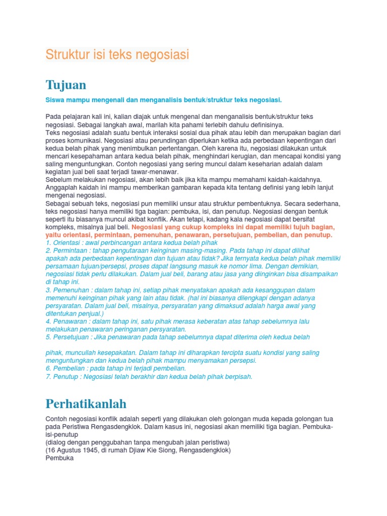 Struktur Isi Teks Negosiasi