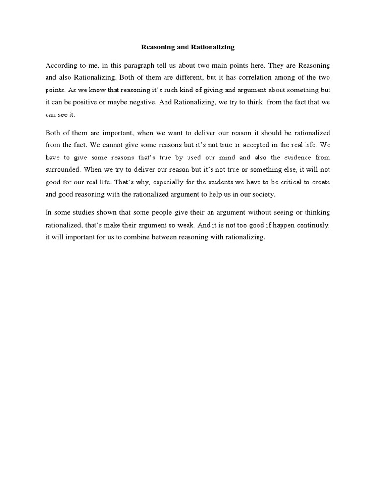 Reasoning vs Rationalizing Explained | PDF