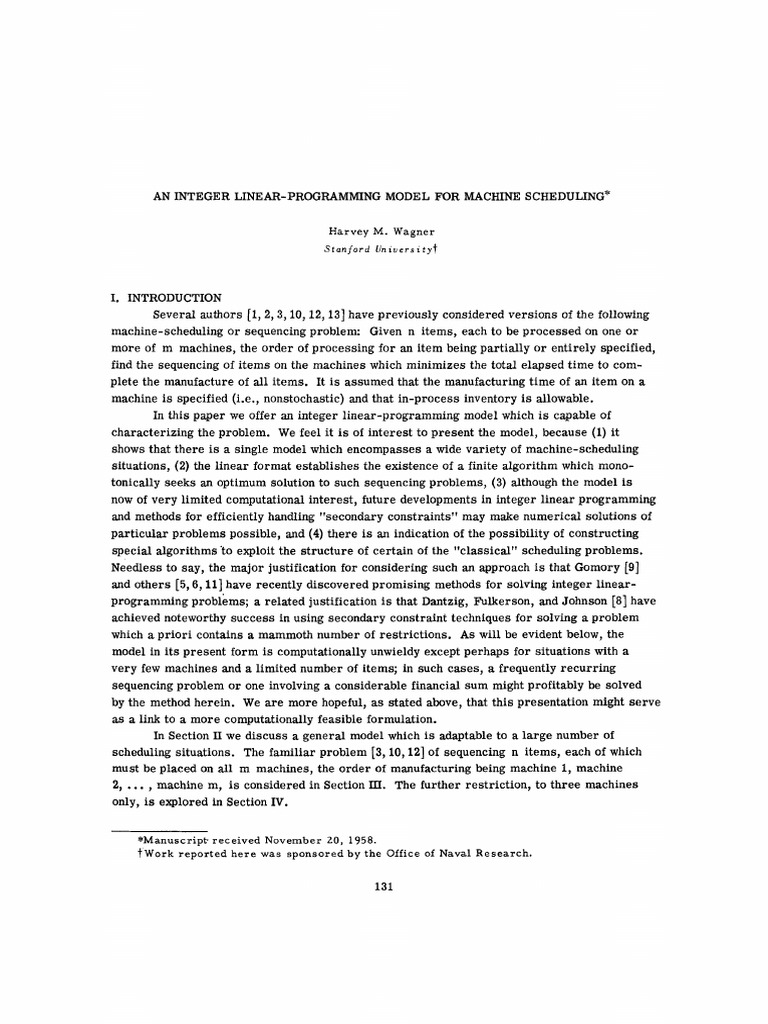 Integer Linear Programming for Scheduling | PDF | Mathematical ...