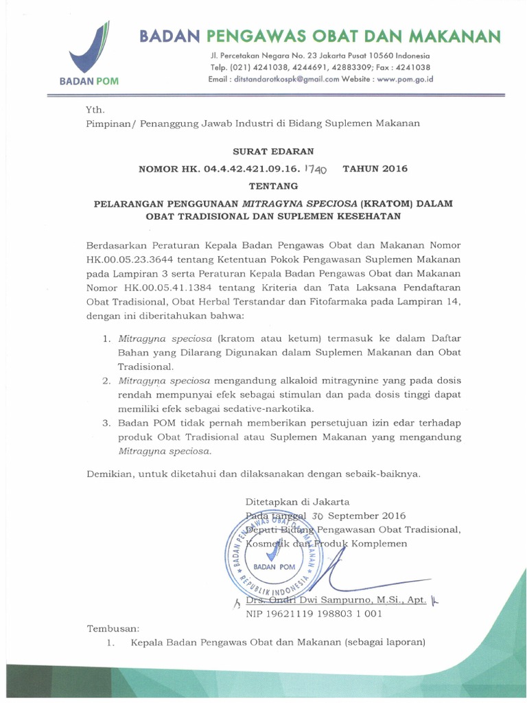 Surat Edaran Kratom | PDF