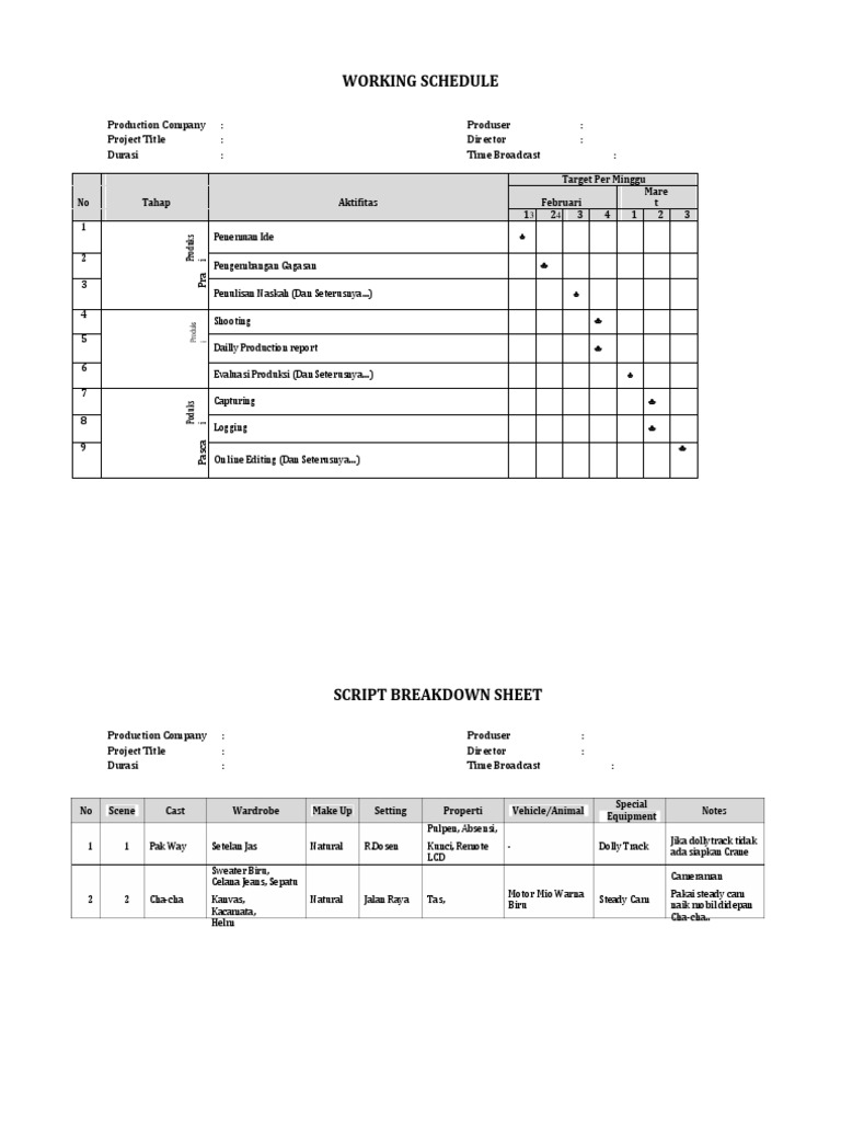 Film Production Schedule and Breakdown | PDF | Video