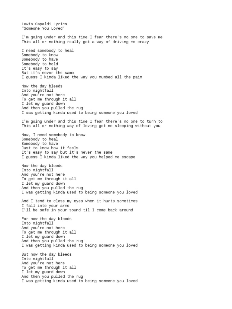 Lewis Capaldi Someone You Loved Tekst
