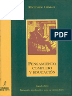 Lipman Pensamiento Complejo y Educacioacutenpdf PDF