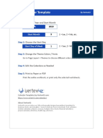 Monthly Calendar Template: Step 1