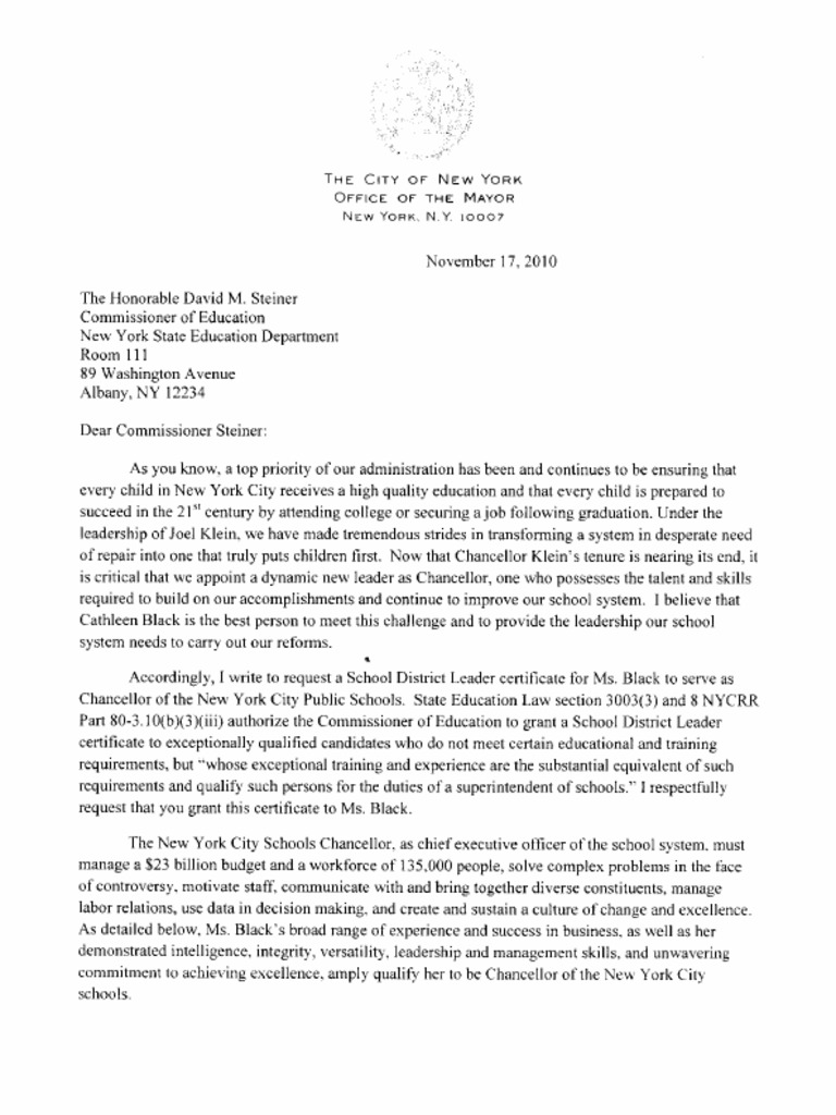 11-17 Letter From Mayor Bloomberg | PDF | Social Science