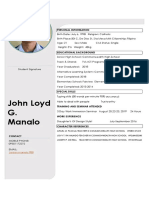 John Loyd G. Manalo: Personal Information