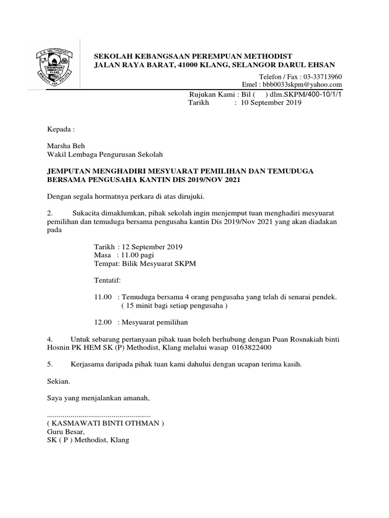Surat Panggilan Mesyuarat Pdf