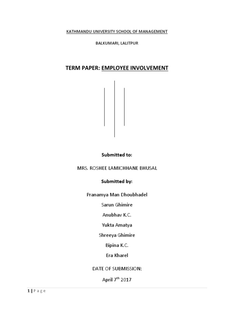Term Paper Employee Involvement Kathmandu University School of