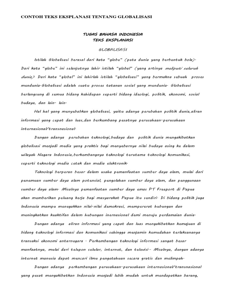 Teks Eksplanasi Tentang Manfaat Globalisasi Bagi Kehidupan Goreng