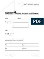 Data Sheet: Experiment 5: Factors Affecting Reaction Rate