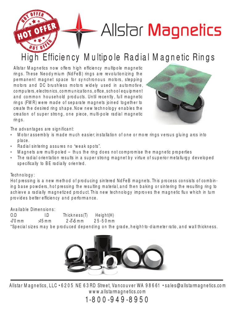 Radial Magnets Brochure | PDF | Electric Motor | Electromagnetism
