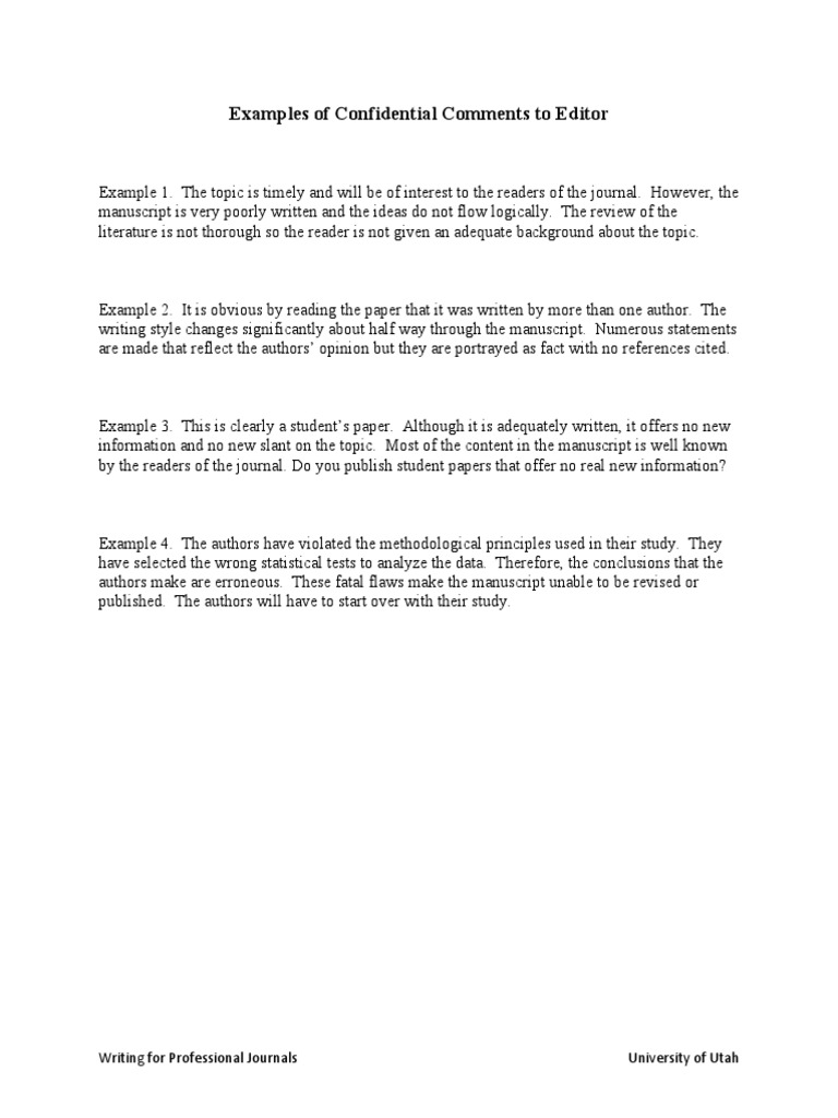 Confidential Editor Comments Examples | PDF | Career & Growth | Social ...