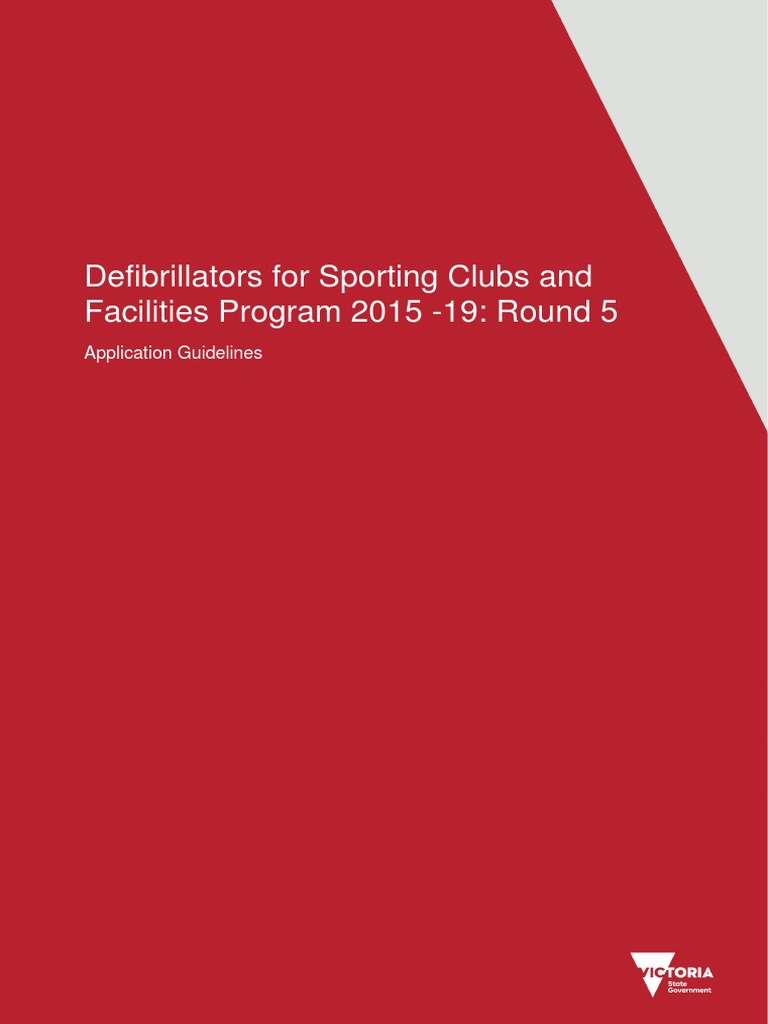 Defibrillators For Sporting Clubs and Facilities Program 2015 19