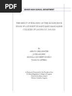 The Impact of Bullying On The Adolescence Stage of A Student in Saint Mary Magdalene COLLEGES OF LAGUNA S.Y. 2019-2020